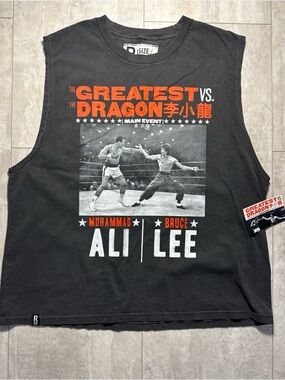 Roots of Fight Muhammad Ali vs Bruce Lee Graphic Muscle Tee - Gray Sz L